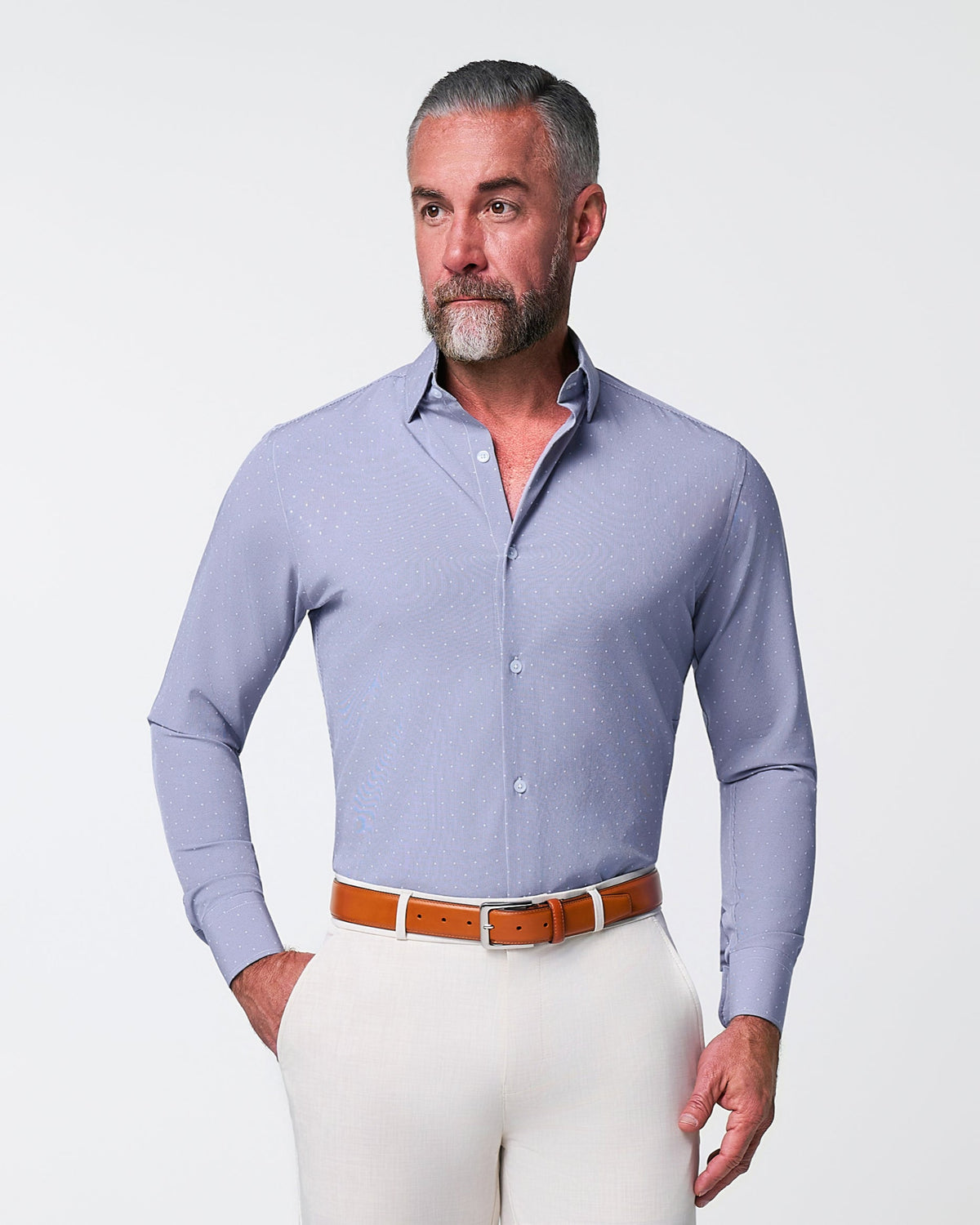 "The Lambert" Blue with White Dots | State & Liberty Dress Shirts
