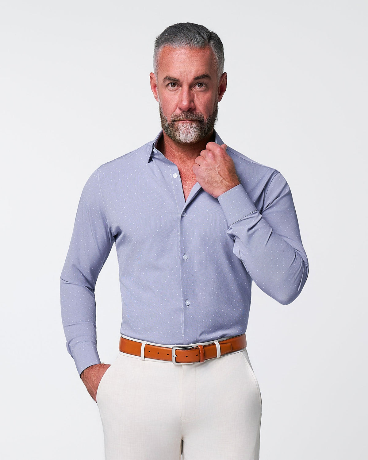 "The Lambert" Blue with White Dots | State & Liberty Dress Shirts