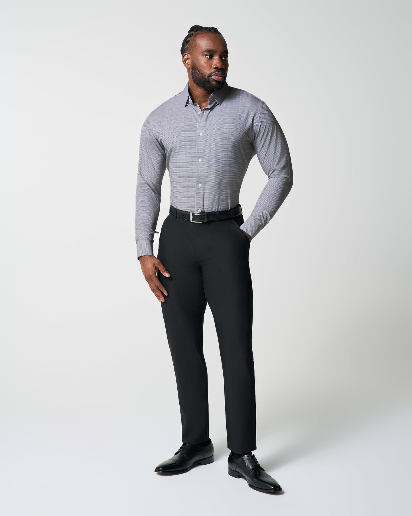 "The Gunnar" Grey and Black Plaid | State & Liberty Dress Shirts