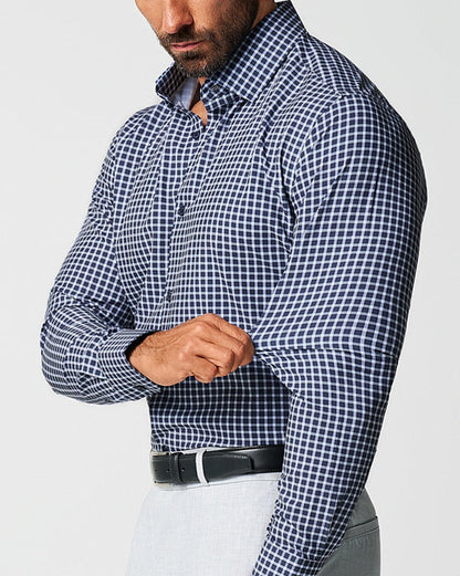 "The Callahan" Blue and White Mini Plaid | State & Liberty Dress Shirts