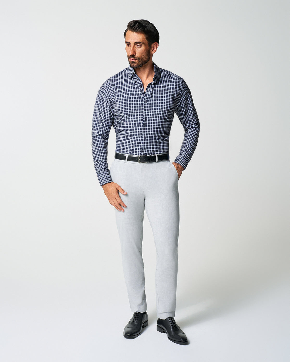 "The Callahan" Blue and White Mini Plaid | State & Liberty Dress Shirts