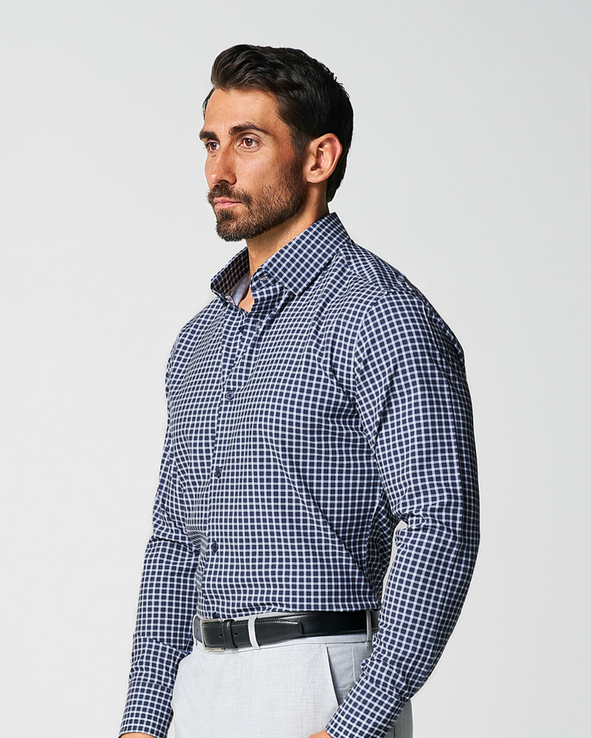 "The Callahan" Blue and White Mini Plaid | State & Liberty Dress Shirts