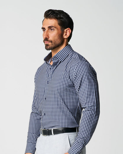 "The Callahan" Blue and White Mini Plaid | State & Liberty Dress Shirts