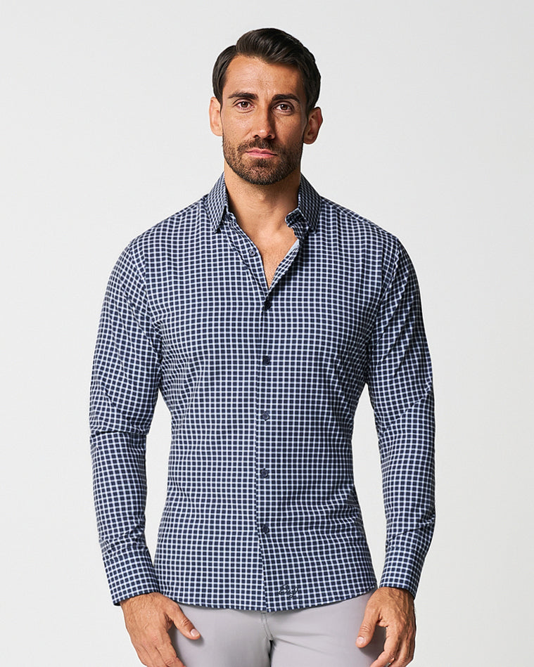 "The Callahan" Blue and White Mini Plaid | State & Liberty Dress Shirts