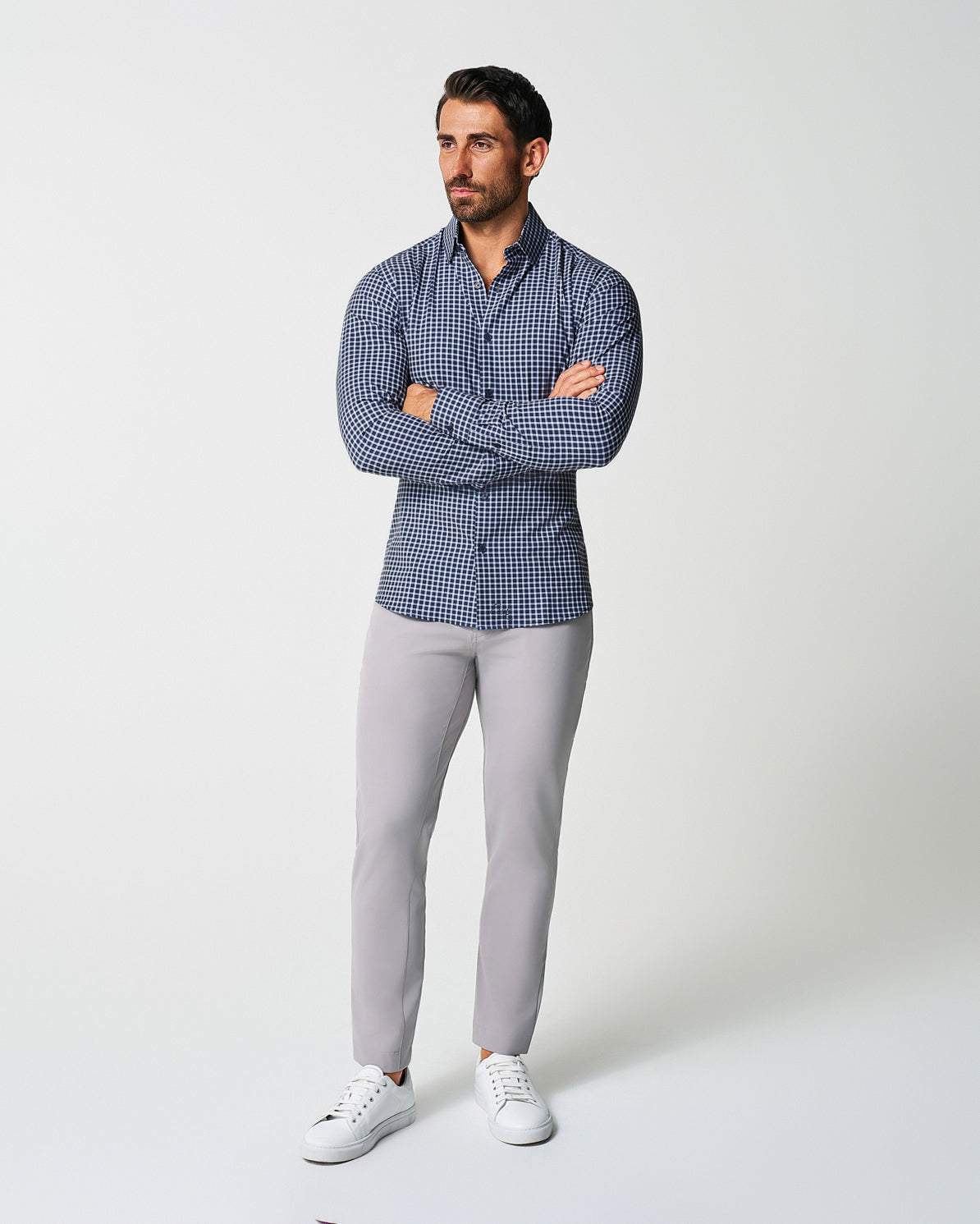 "The Callahan" Blue and White Mini Plaid | State & Liberty Dress Shirts
