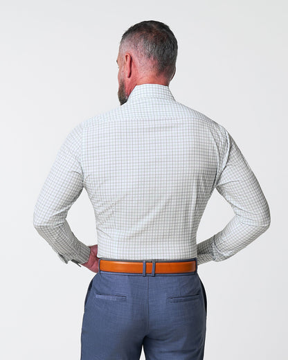 "The Amber" Grey & Light Green Mid Check | State & Liberty Dress Shirts