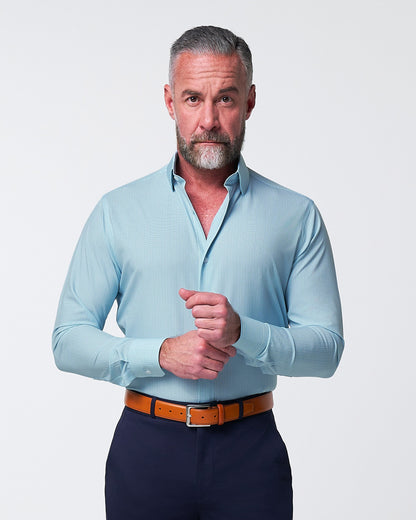 "The Atlas" Mint, Blue & White Mini Check | State & Liberty Dress Shirts