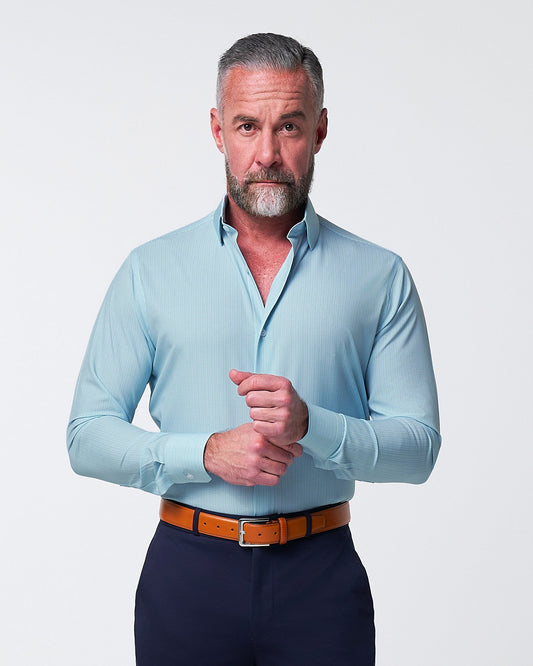 "The Atlas" Mint, Blue & White Mini Check | State & Liberty Dress Shirts