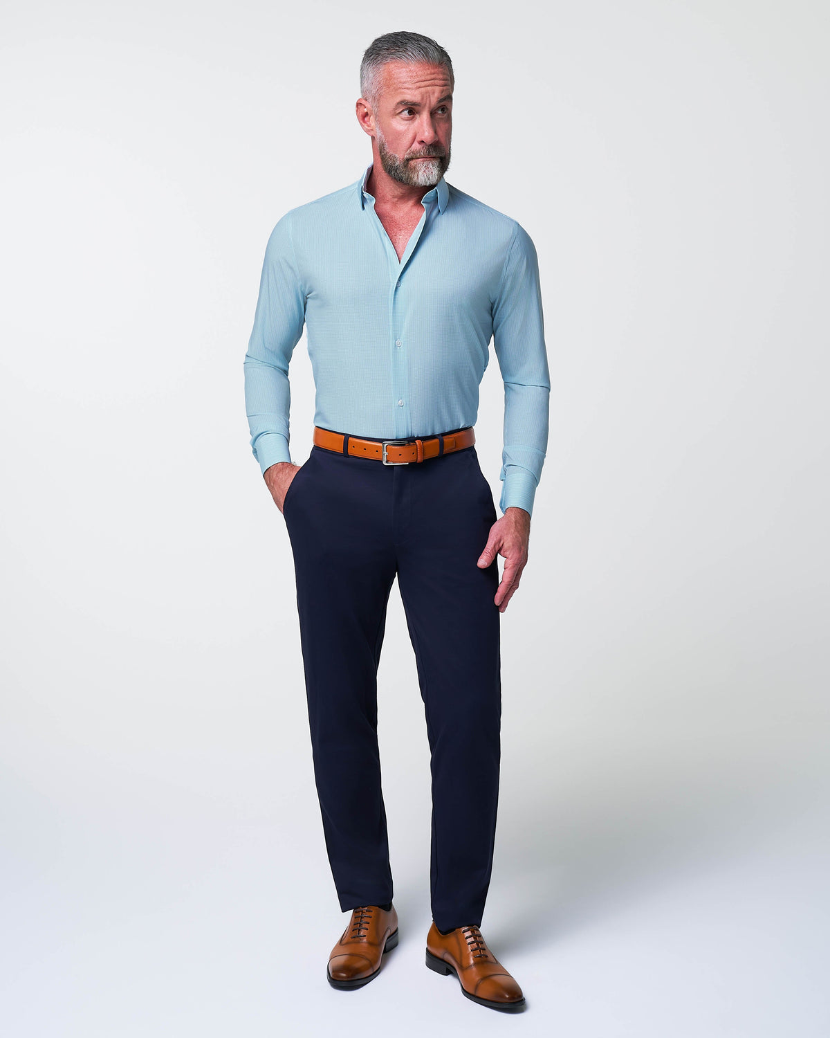 "The Atlas" Mint, Blue & White Mini Check | State & Liberty Dress Shirts