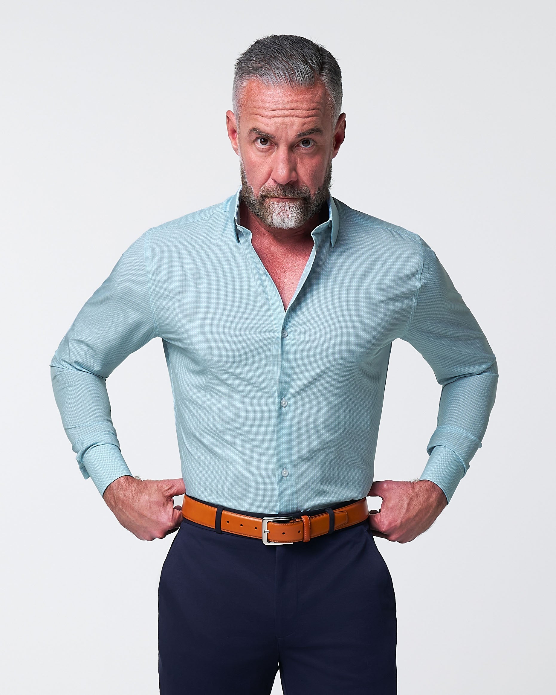 "The Atlas" Mint, Blue & White Mini Check | State & Liberty Dress Shirts