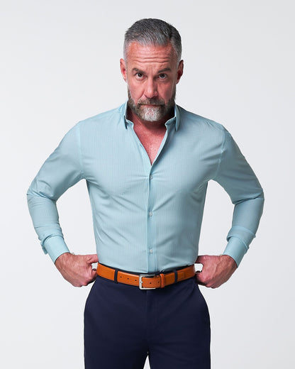 "The Atlas" Mint, Blue & White Mini Check | State & Liberty Dress Shirts