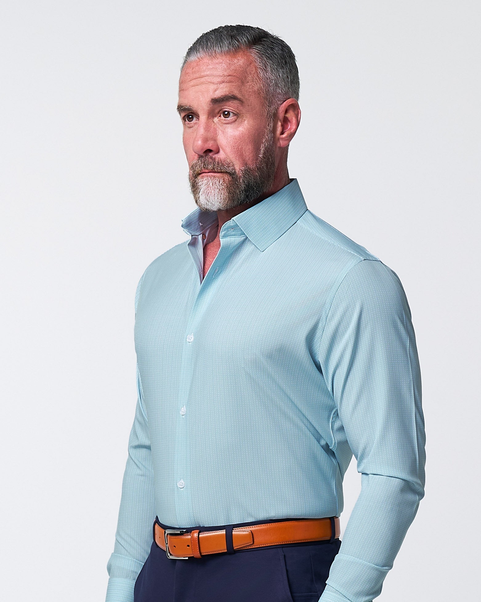 "The Atlas" Mint, Blue & White Mini Check | State & Liberty Dress Shirts