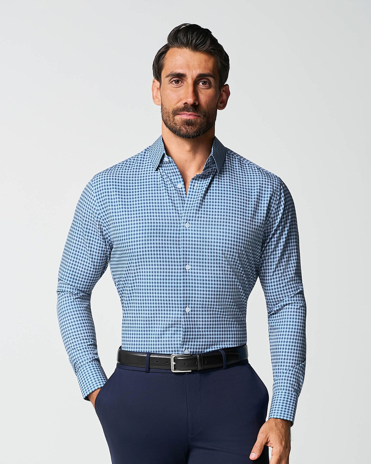 "The Brooklyn" Navy & Light Blue Gingham | State & Liberty Dress Shirts