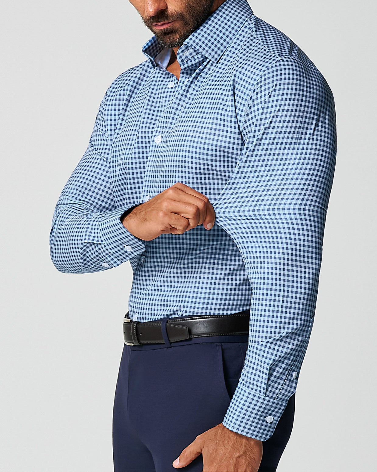 "The Brooklyn" Navy & Light Blue Gingham | State & Liberty Dress Shirts