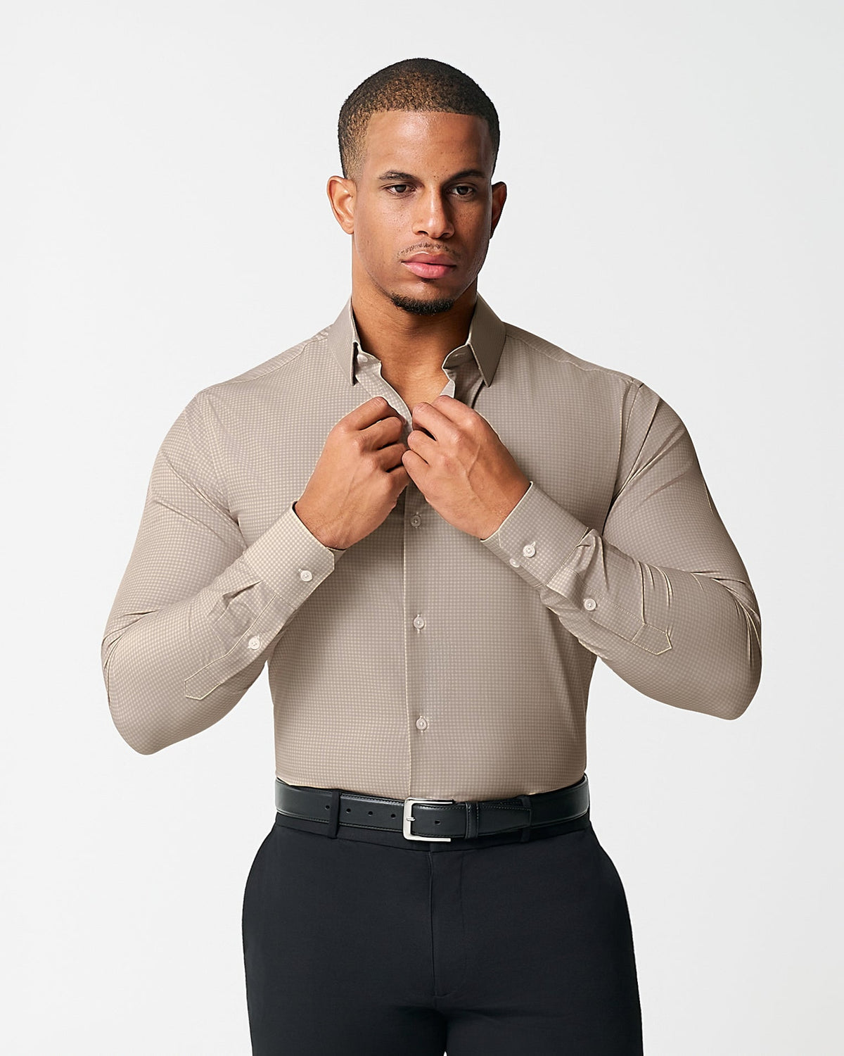 "The Brooks" Light Brown Double Check | State & Liberty Dress Shirts