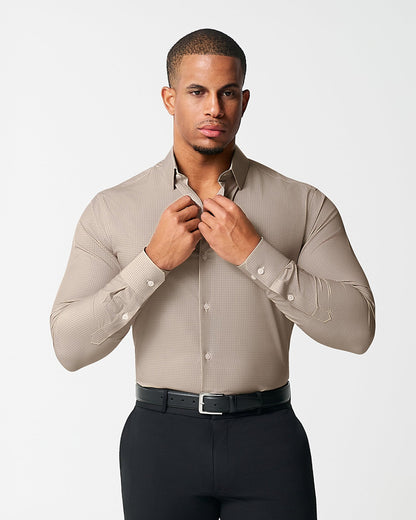 "The Brooks" Light Brown Double Check | State & Liberty Dress Shirts