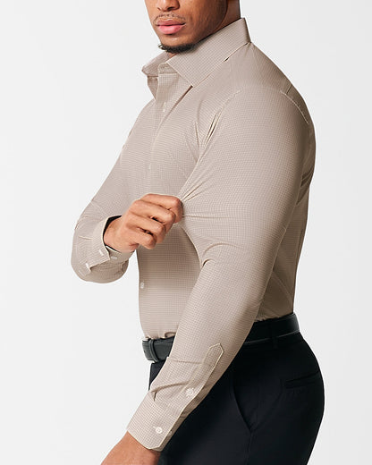 "The Brooks" Light Brown Double Check | State & Liberty Dress Shirts