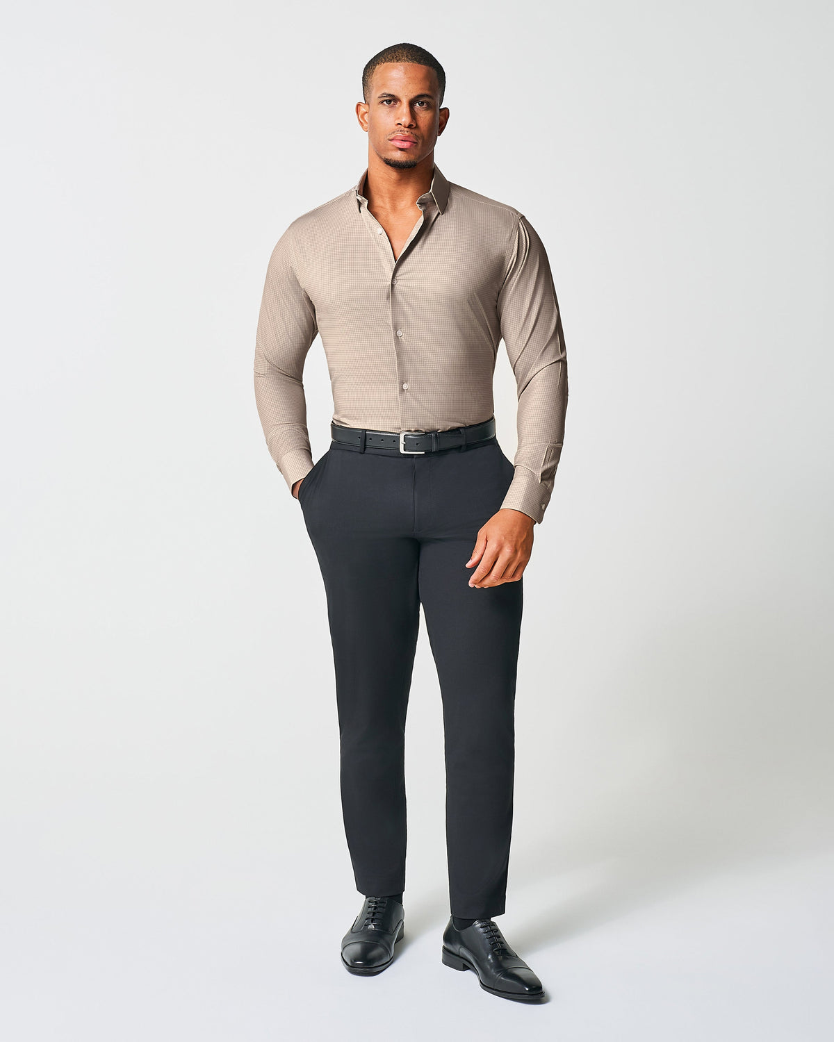 "The Brooks" Light Brown Double Check | State & Liberty Dress Shirts