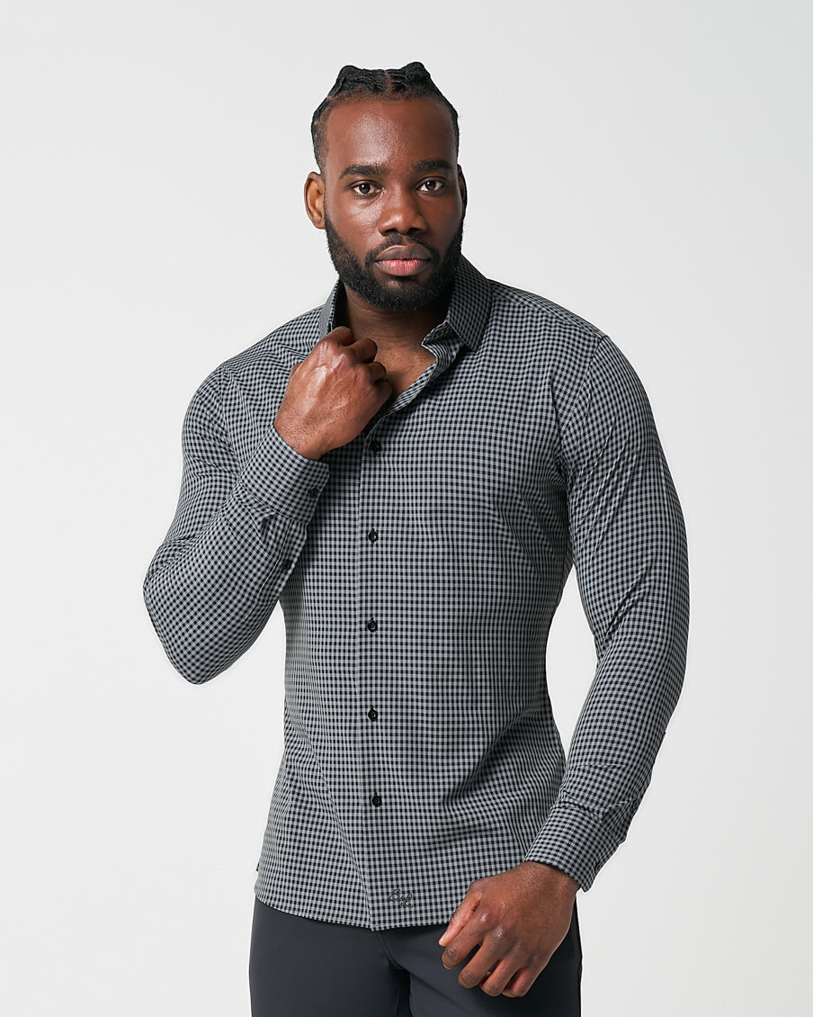 "The Bryson" Dark Grey and Black Gingham | State & Liberty Dress Shirts