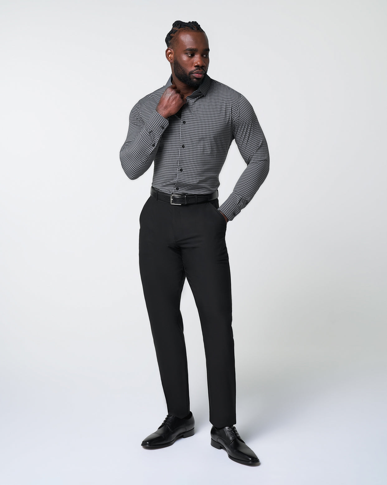 "The Bryson" Dark Grey and Black Gingham | State & Liberty Dress Shirts