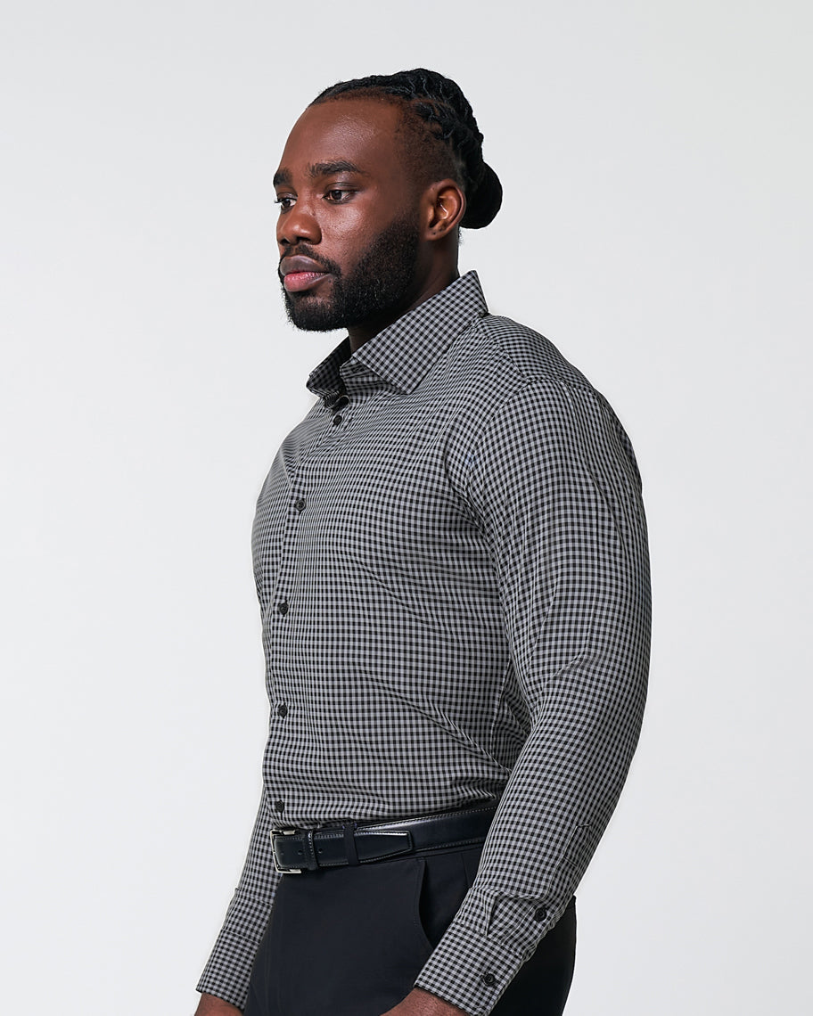 "The Bryson" Dark Grey and Black Gingham | State & Liberty Dress Shirts