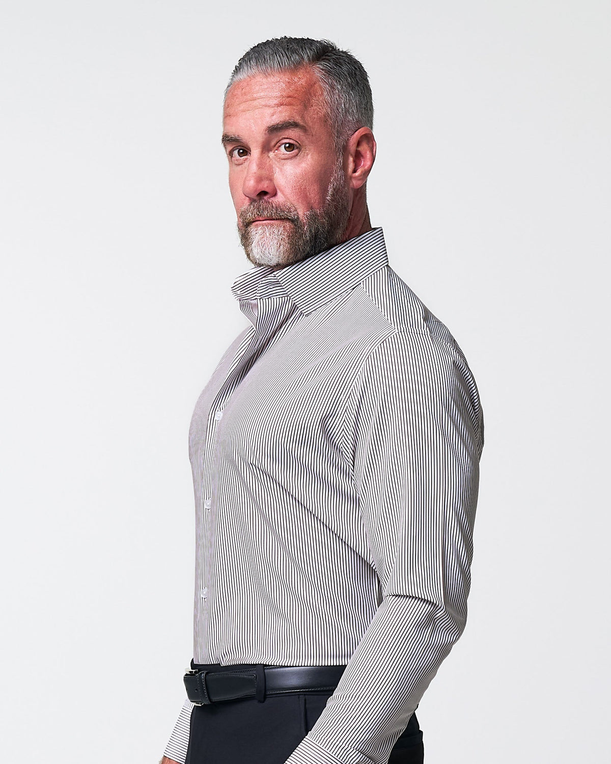''The Calloway'' Dark Brown Bengal Stripe | State & Liberty Dress Shirts