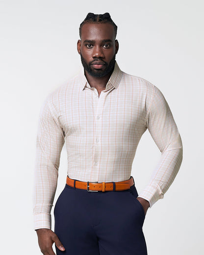 "The Carl" Orange, Yellow, & White Plaid | State & Liberty Dress Shirts