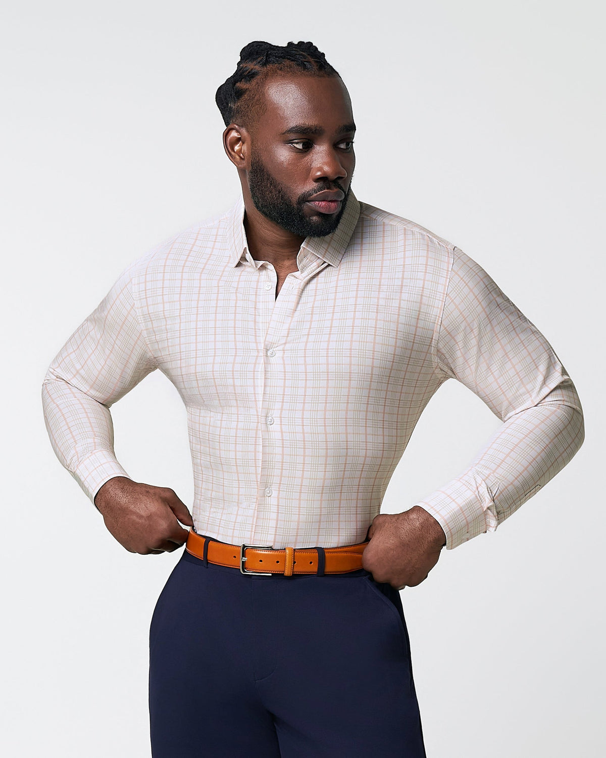 "The Carl" Orange, Yellow, & White Plaid | State & Liberty Dress Shirts