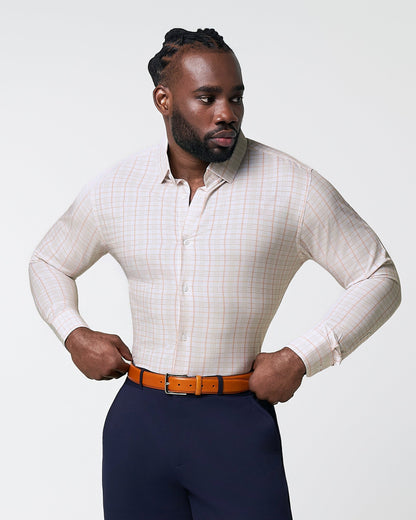 "The Carl" Orange, Yellow, & White Plaid | State & Liberty Dress Shirts