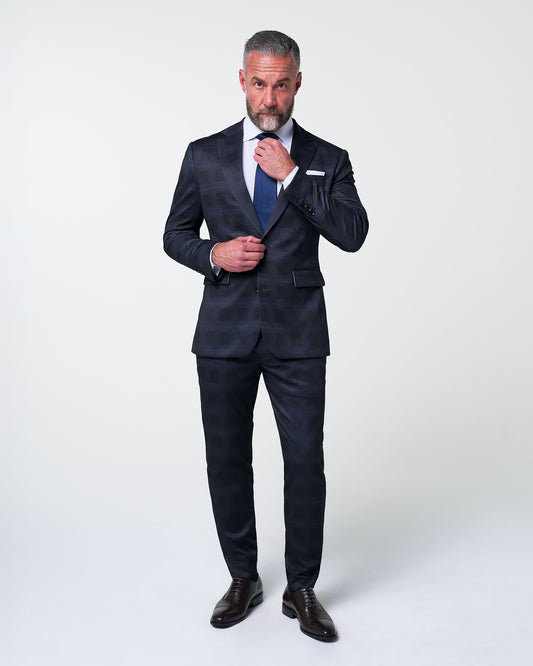 Athletic Fit Stretch Suit - Midnight Navy Plaid & Blue Plaid | State & Liberty Suits