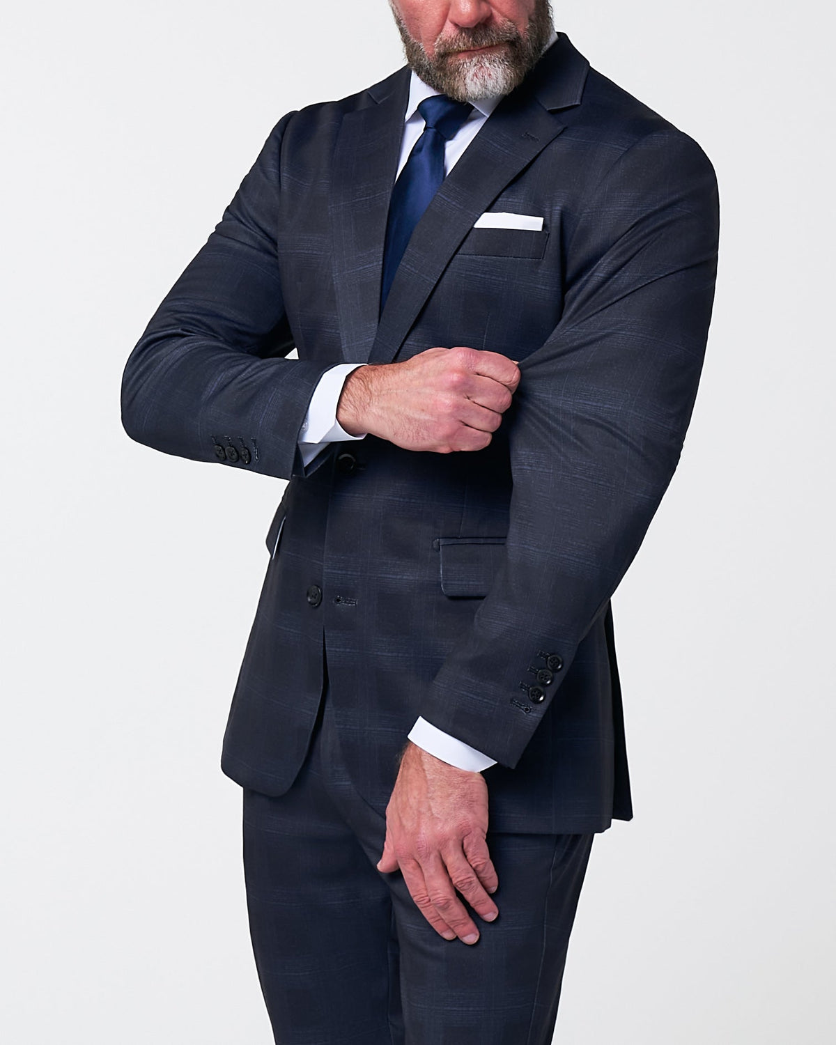 Athletic Fit Stretch Suit - Midnight Navy Plaid & Blue Plaid | State & Liberty Suits