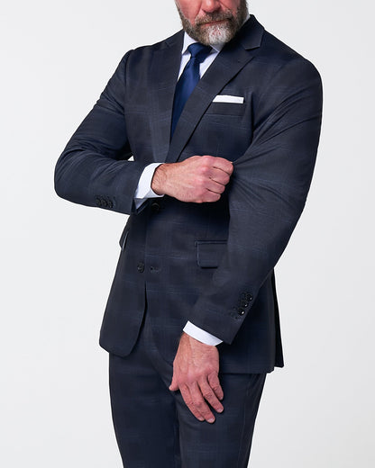 Athletic Fit Stretch Suit - Midnight Navy Plaid & Blue Plaid | State & Liberty Suits
