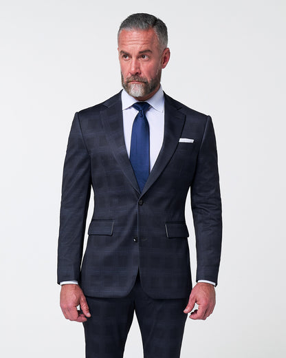Athletic Fit Stretch Suit - Midnight Navy Plaid & Blue Plaid | State & Liberty Suits