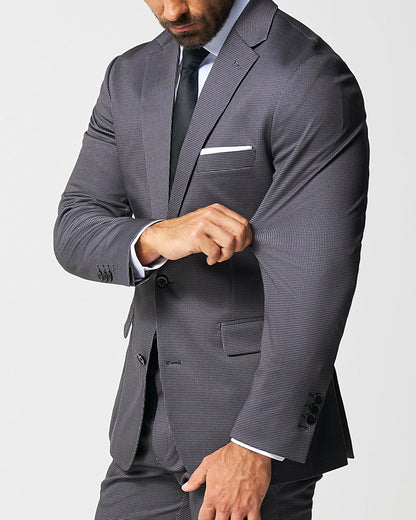 Athletic Fit Stretch Suit - Grey & Black Houndstooth | State & Liberty Suits