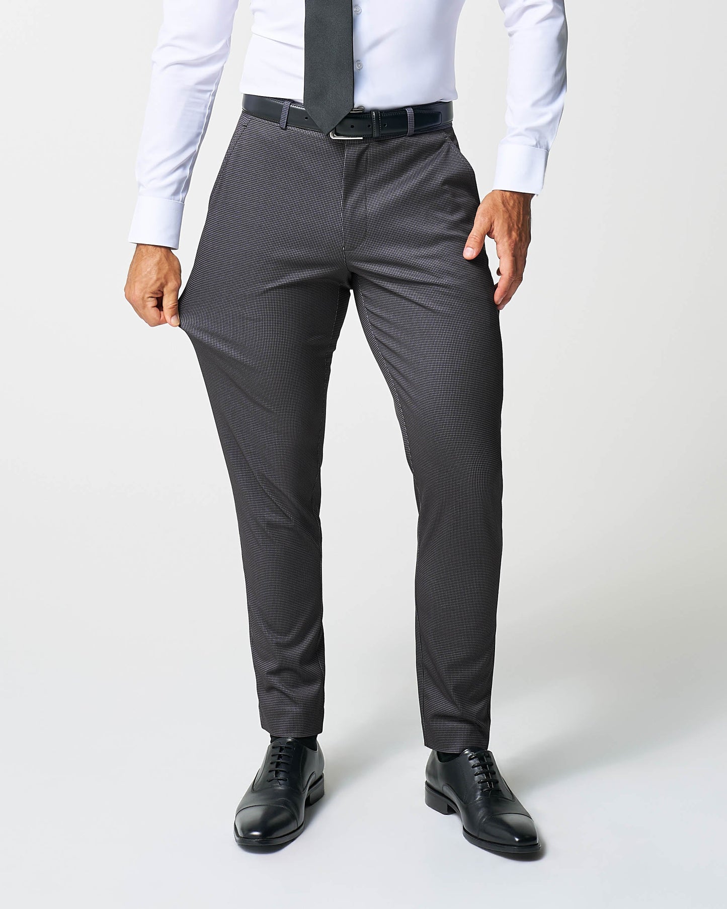 Athletic Fit Stretch Suit - Grey & Black Houndstooth | State & Liberty Suits