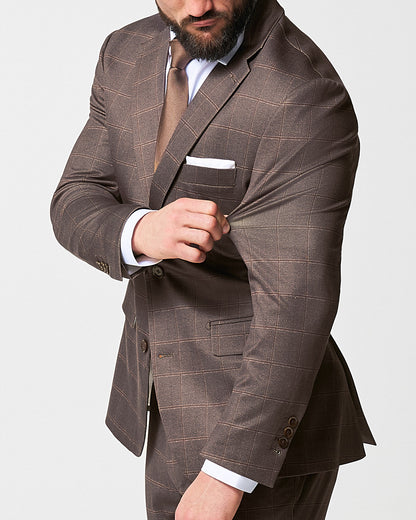 Athletic Fit Stretch Suit - Bronzed Brown Big Windowpane | State & Liberty Suits