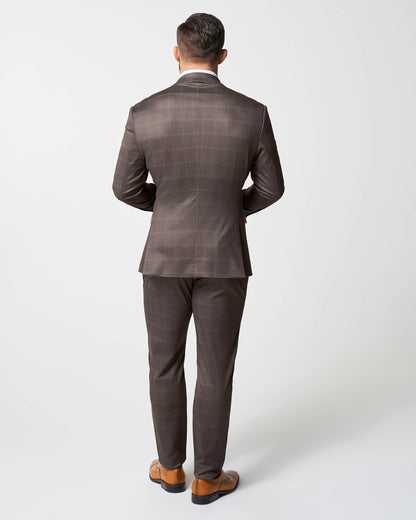 Athletic Fit Stretch Suit - Bronzed Brown Big Windowpane | State & Liberty Suits