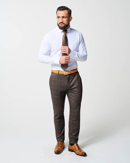 Athletic Fit Stretch Suit - Bronzed Brown Big Windowpane | State & Liberty Suits