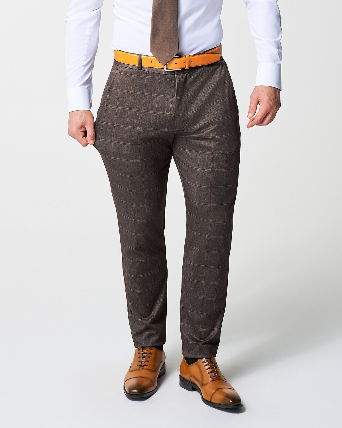 Athletic Fit Stretch Suit - Bronzed Brown Big Windowpane | State & Liberty Suits