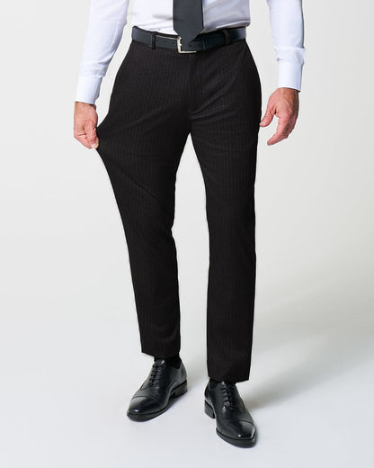 Athletic Fit Stretch Suit - Knit Charcoal Chalk Stripe | State & Liberty Suits