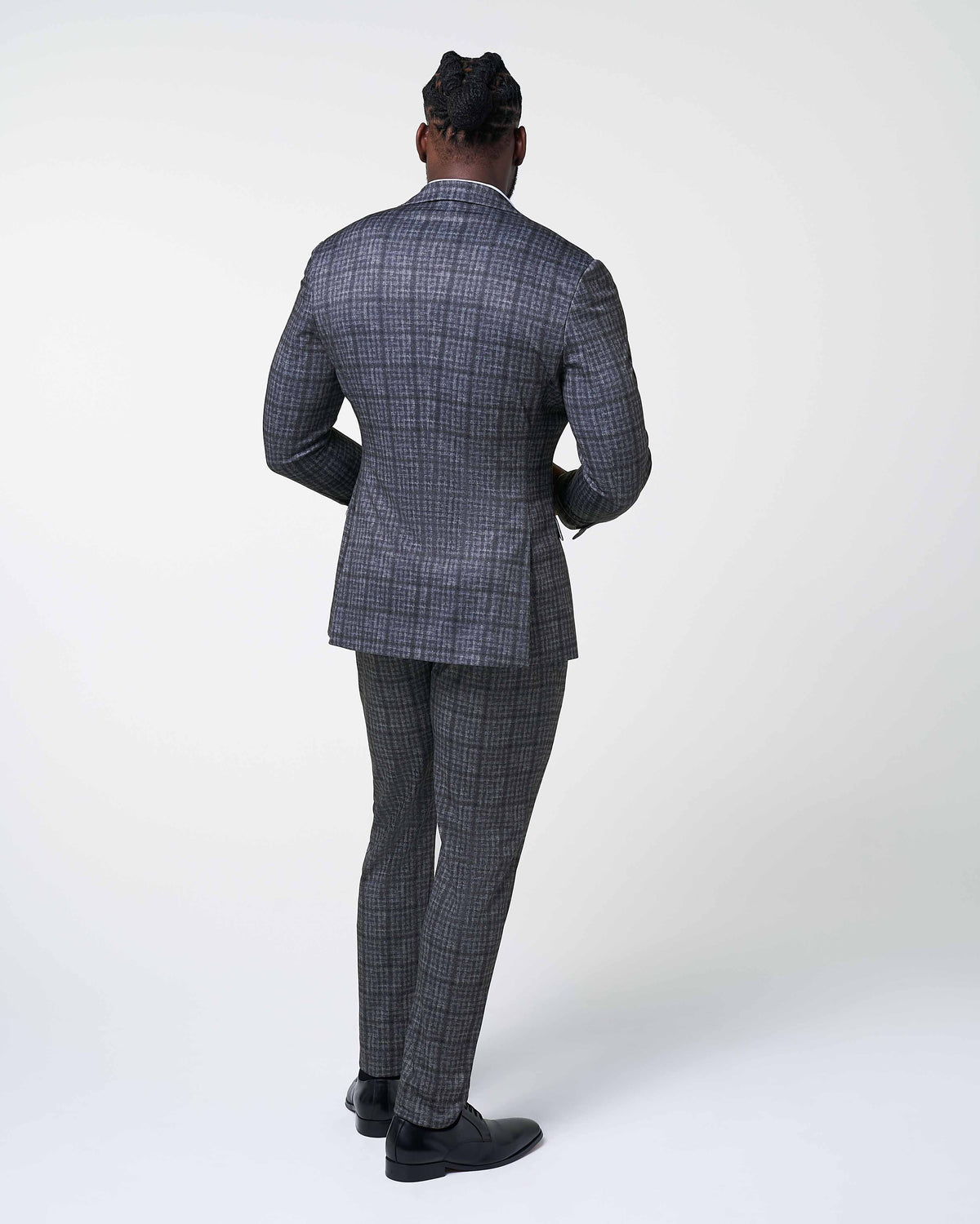 Athletic Fit Stretch Suit - Iron Grey & Charcoal Plaid | State & Liberty Suits