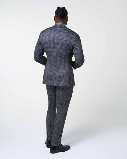 Athletic Fit Stretch Suit - Iron Grey & Charcoal Plaid | State & Liberty Suits