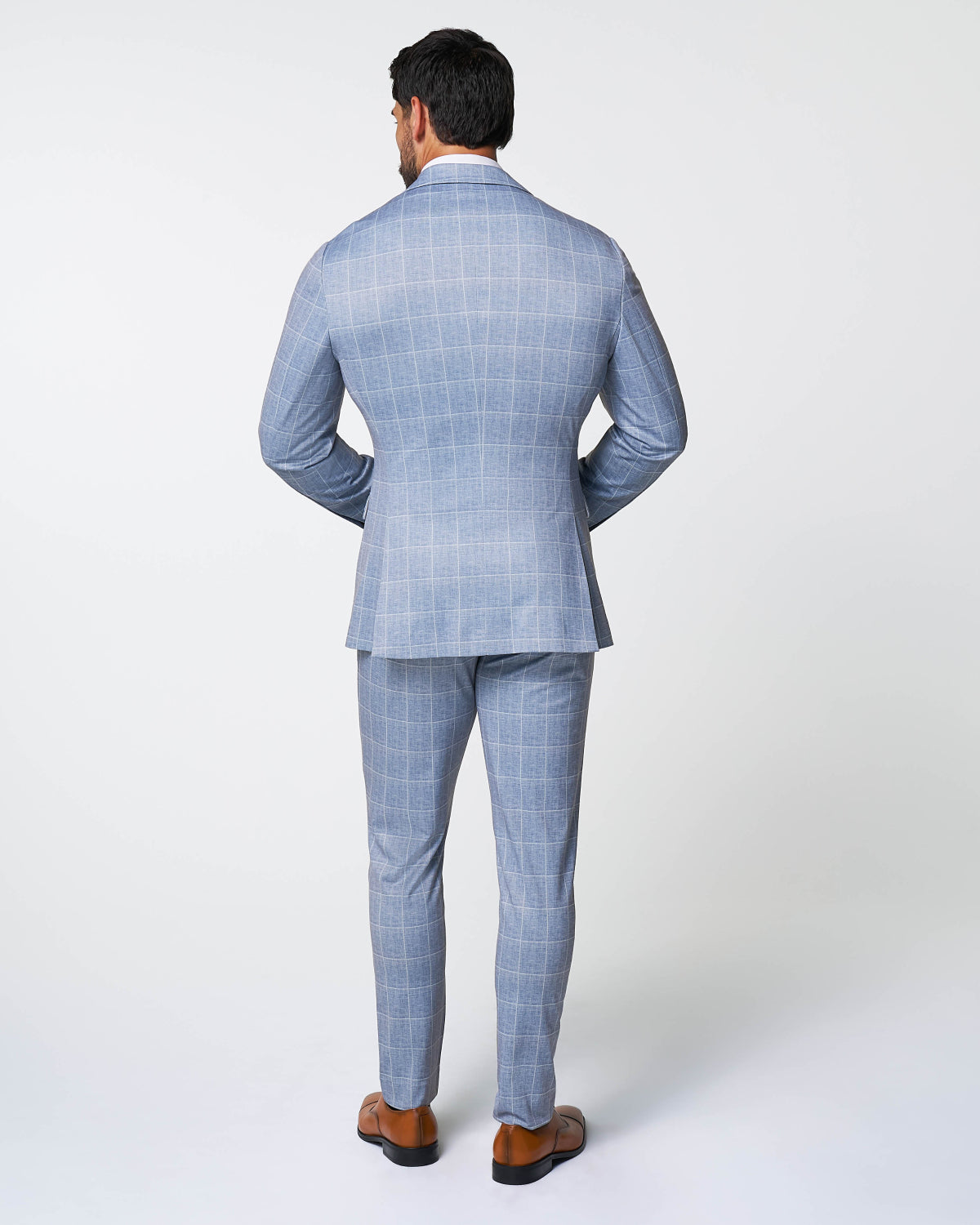 Athletic Fit Stretch Suit - Ice Light Blue Windowpane | State & Liberty Suits
