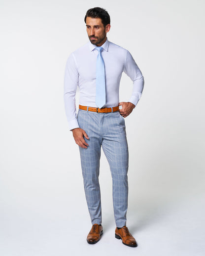 Athletic Fit Stretch Suit - Ice Light Blue Windowpane | State & Liberty Suits