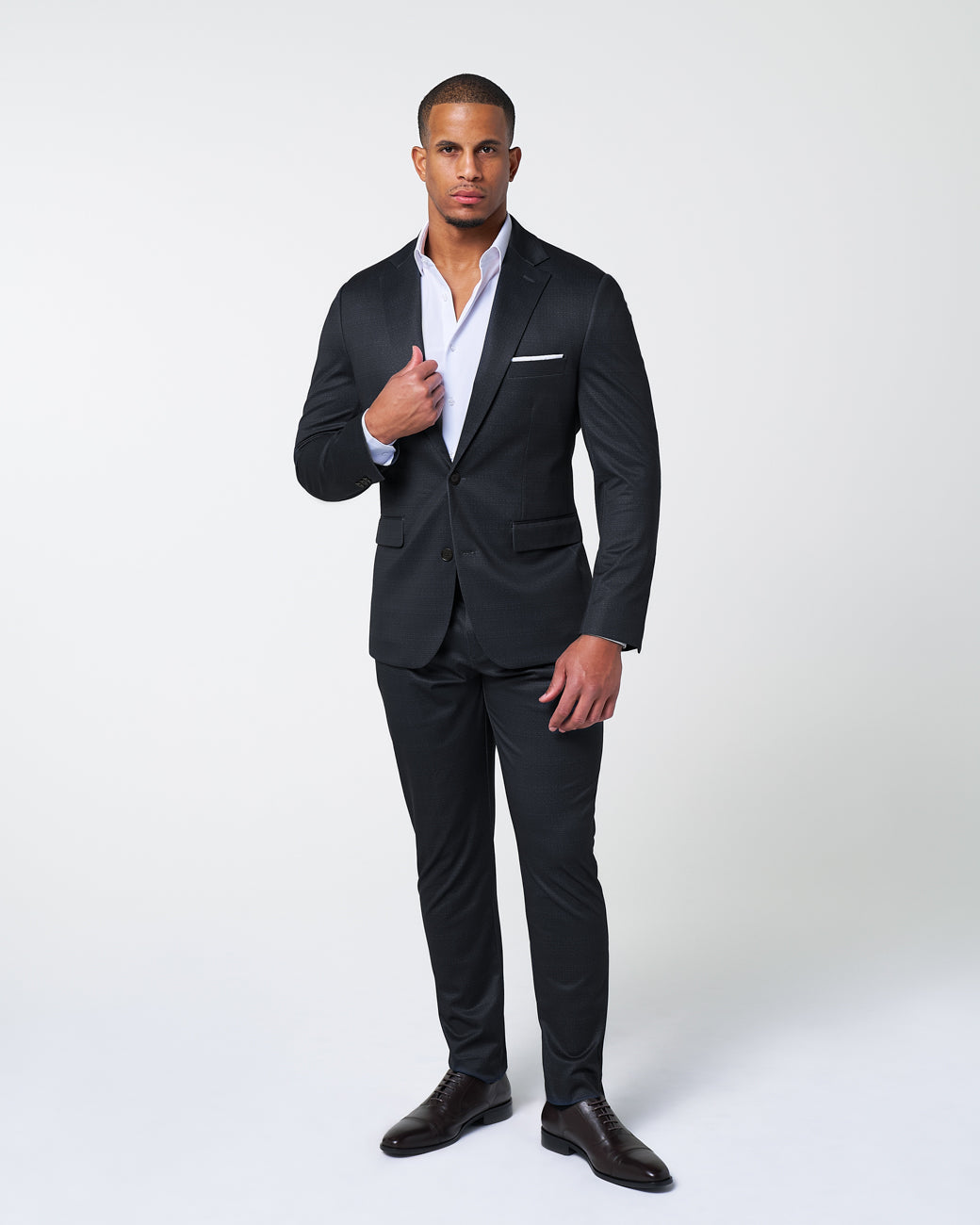 Athletic Fit Stretch Suit - Midnight Navy & Blue Microcheck | State & Liberty Suits