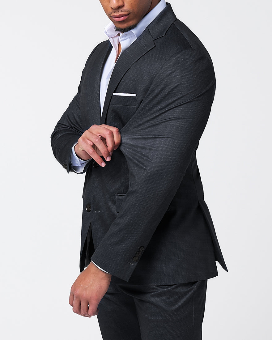 Athletic Fit Stretch Suit - Midnight Navy & Blue Microcheck | State & Liberty Suits