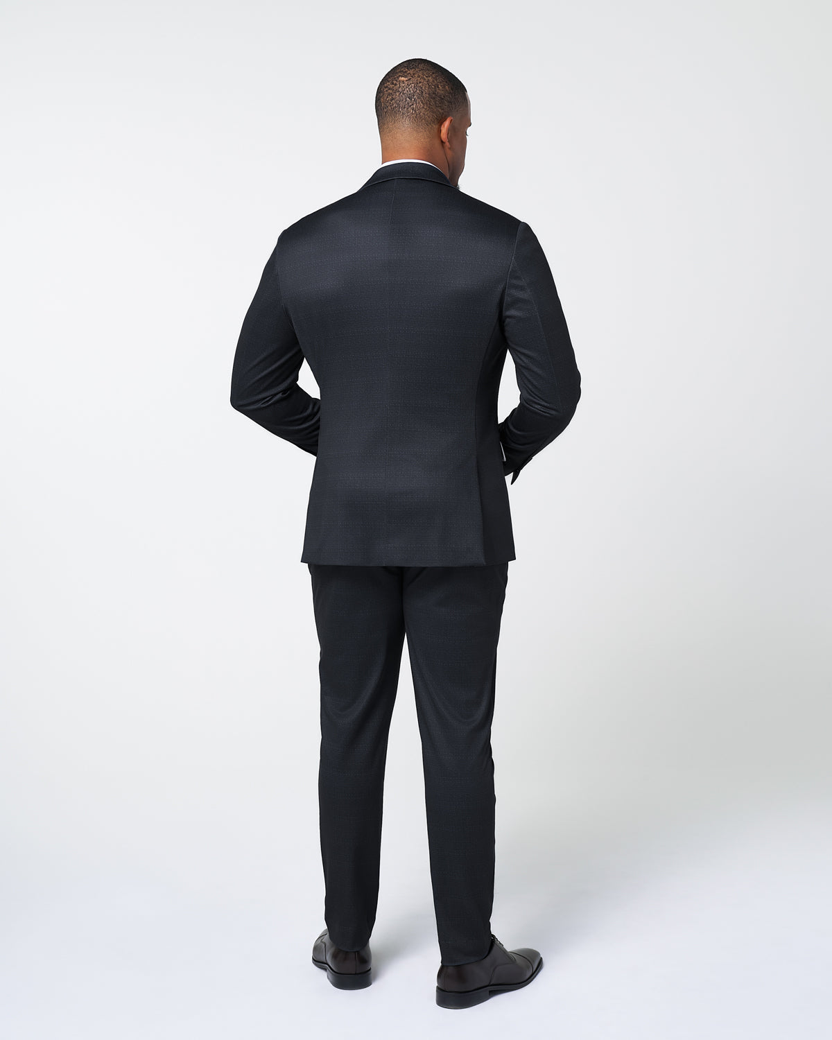 Athletic Fit Stretch Suit - Midnight Navy & Blue Microcheck | State & Liberty Suits