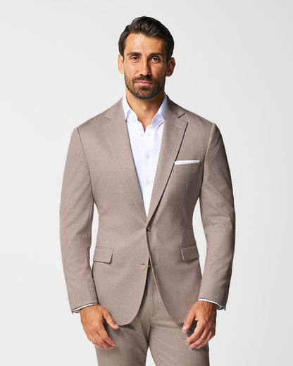 Athletic Fit Stretch Suit - Tan Herringbone | State & Liberty Suits