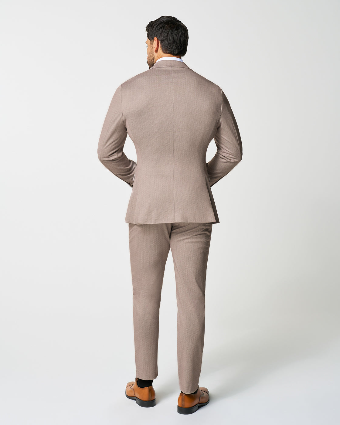 Athletic Fit Stretch Suit - Tan Herringbone | State & Liberty Suits