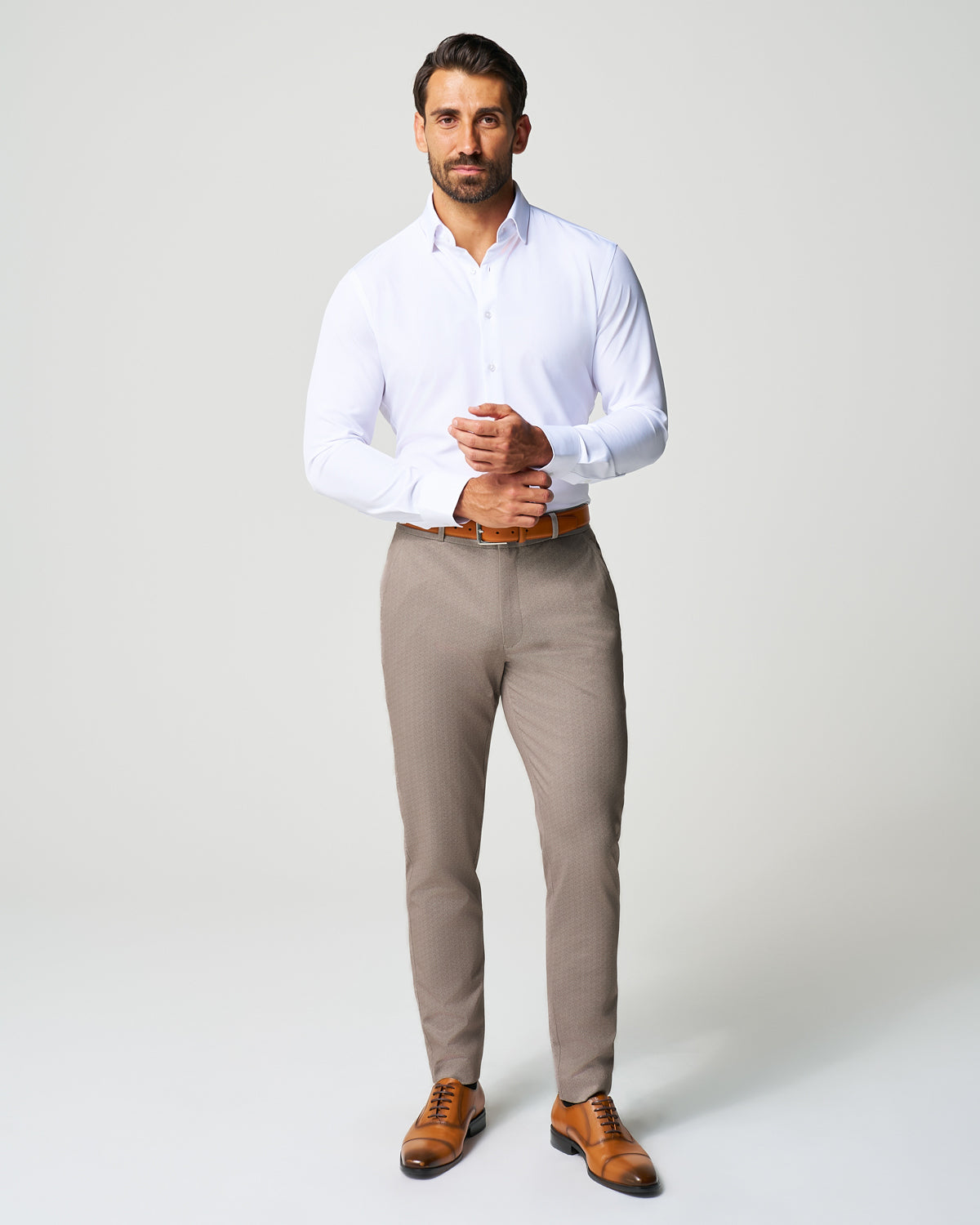 Athletic Fit Stretch Suit - Tan Herringbone | State & Liberty Suits